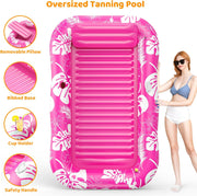 PanAdventure 77" × 48" Pink Inflatable Tanning Pool Lounger with Sprinkler
