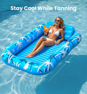 PanAdventure 77" Inflatable Tanning Pool Lounger with Sprinkler & Detachable Pillow