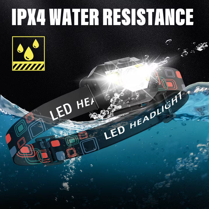 PanAdventure Rechargeable LED Headlamp, 2500 Lumen, 2 Pack, Motion Sensor, Red Light, 6 Lighting Modes, Waterproof for Camping, Running, Hiking, Work, Black