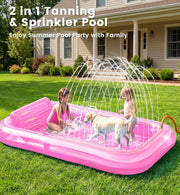 PanAdventure 77" × 48" Sheer Pink Inflatable Tanning Pool Lounger with Sprinkler