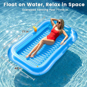 PanAdventure 77" × 48" Sheer Blue Inflatable Tanning Pool Lounger with Sprinkler