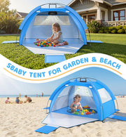 PanAdventure 4-in-1 Baby Beach Tent with Solar Cooling Fan & Splash Pool