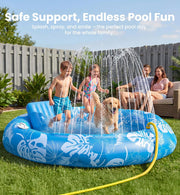 PanAdventure 72" × 65" Round Inflatable Tanning Pool Lounger with Sprinkler