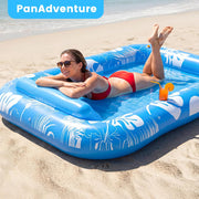 PanAdventure 77" × 48" Blue Inflatable Tanning Pool Lounger with Sprinkler & Canopy