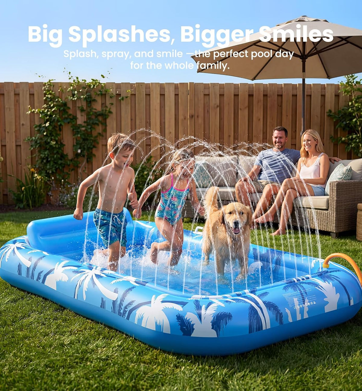 PanAdventure 77" Inflatable Tanning Pool Lounger with Sprinkler & Detachable Pillow