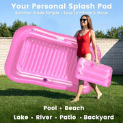 PanAdventure 77" × 48" Sheer Pink Inflatable Tanning Pool Lounger with Sprinkler