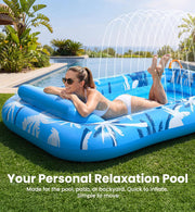 PanAdventure 77" Inflatable Tanning Pool Lounger with Sprinkler & Detachable Pillow