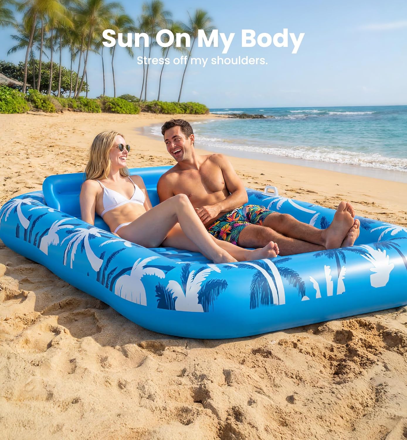 PanAdventure 77" Inflatable Tanning Pool Lounger with Sprinkler & Detachable Pillow