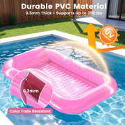 PanAdventure 77" × 48" Sheer Pink Inflatable Tanning Pool Lounger with Sprinkler