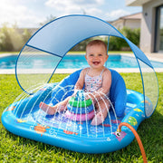 PanAdventure Light Blue Toddler Splash Pad with Sprinkler, Canopy & Backrest