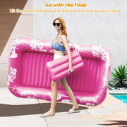 PanAdventure 77" × 48" Pink Inflatable Tanning Pool Lounger with Sprinkler