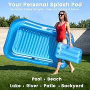 PanAdventure 77" × 48" Sheer Blue Inflatable Tanning Pool Lounger with Sprinkler