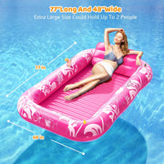 PanAdventure 77" × 48" Pink Inflatable Tanning Pool Lounger with Sprinkler
