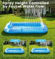 PanAdventure 77" × 48" Sheer Blue Inflatable Tanning Pool Lounger with Sprinkler