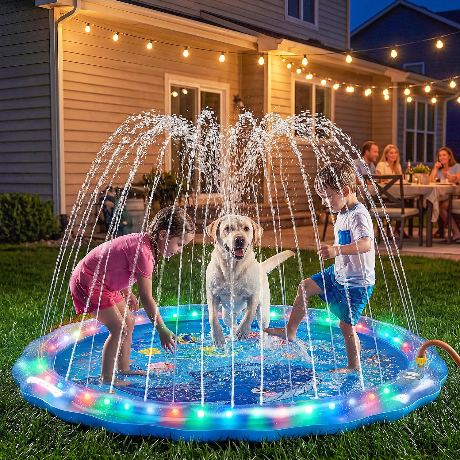 PanAdventure 60" Non-Slip LED Light-Up Sprinkler Splash Pad with Wireless Remote