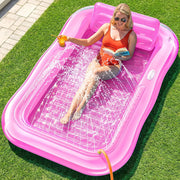 PanAdventure 77" × 48" Sheer Pink Inflatable Tanning Pool Lounger with Sprinkler