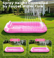 PanAdventure 77" × 48" Sheer Pink Inflatable Tanning Pool Lounger with Sprinkler