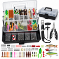 460Pcs Fishing Lures Kit for Freshwater Bait Tackle Kit for Bass Trout Salmon Fishing Accessories Tackle Box Including Spoon Lures Soft Plastic Worms Fishing Gifts
